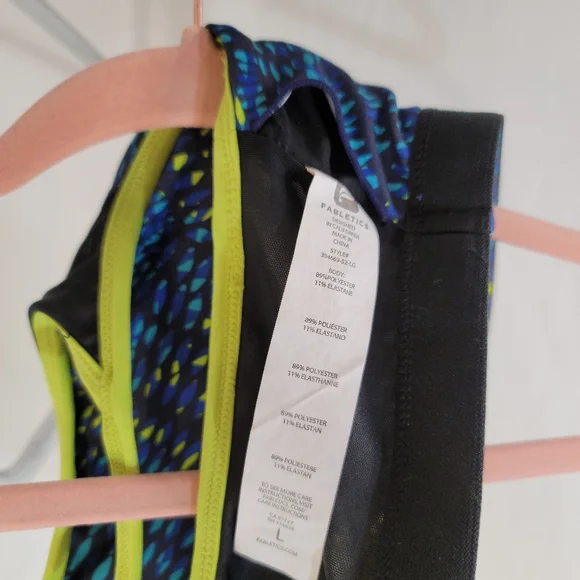 Fabletics Anyi Sports Bra size large, blue, neon yellow/green - Picture 4 of 5